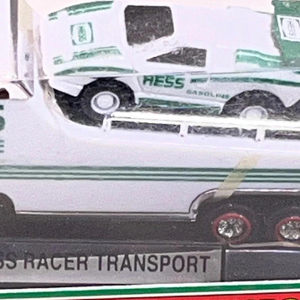 Hess 2001 Miniature Racer Transport White Green Toy Truck Set Original Box